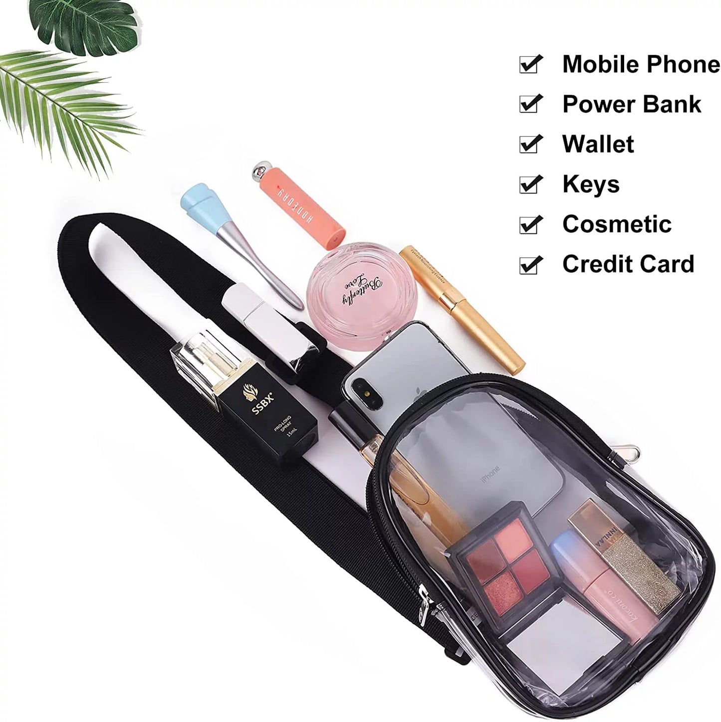 Mini Clear Bag, PVC Waterproof Crossbody Bag, Clear Stadium Bag for Women Men