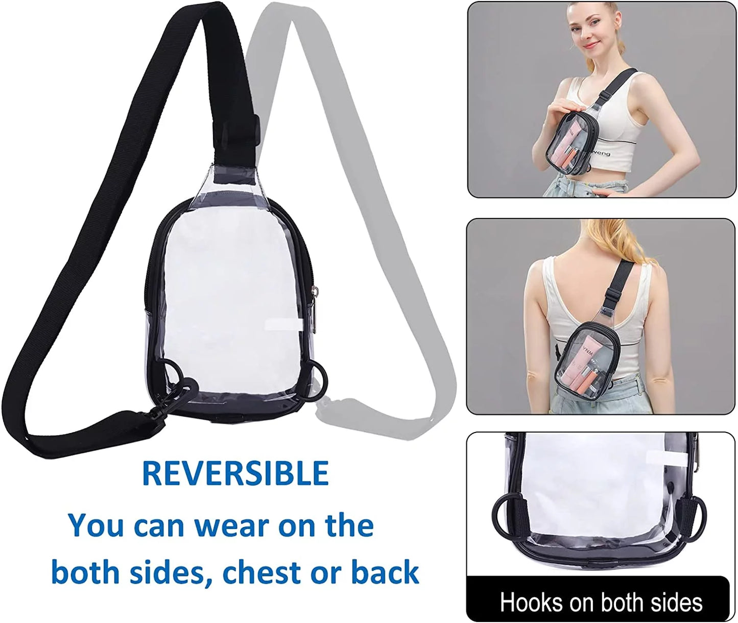 Mini Clear Bag, PVC Waterproof Crossbody Bag, Clear Stadium Bag for Women Men