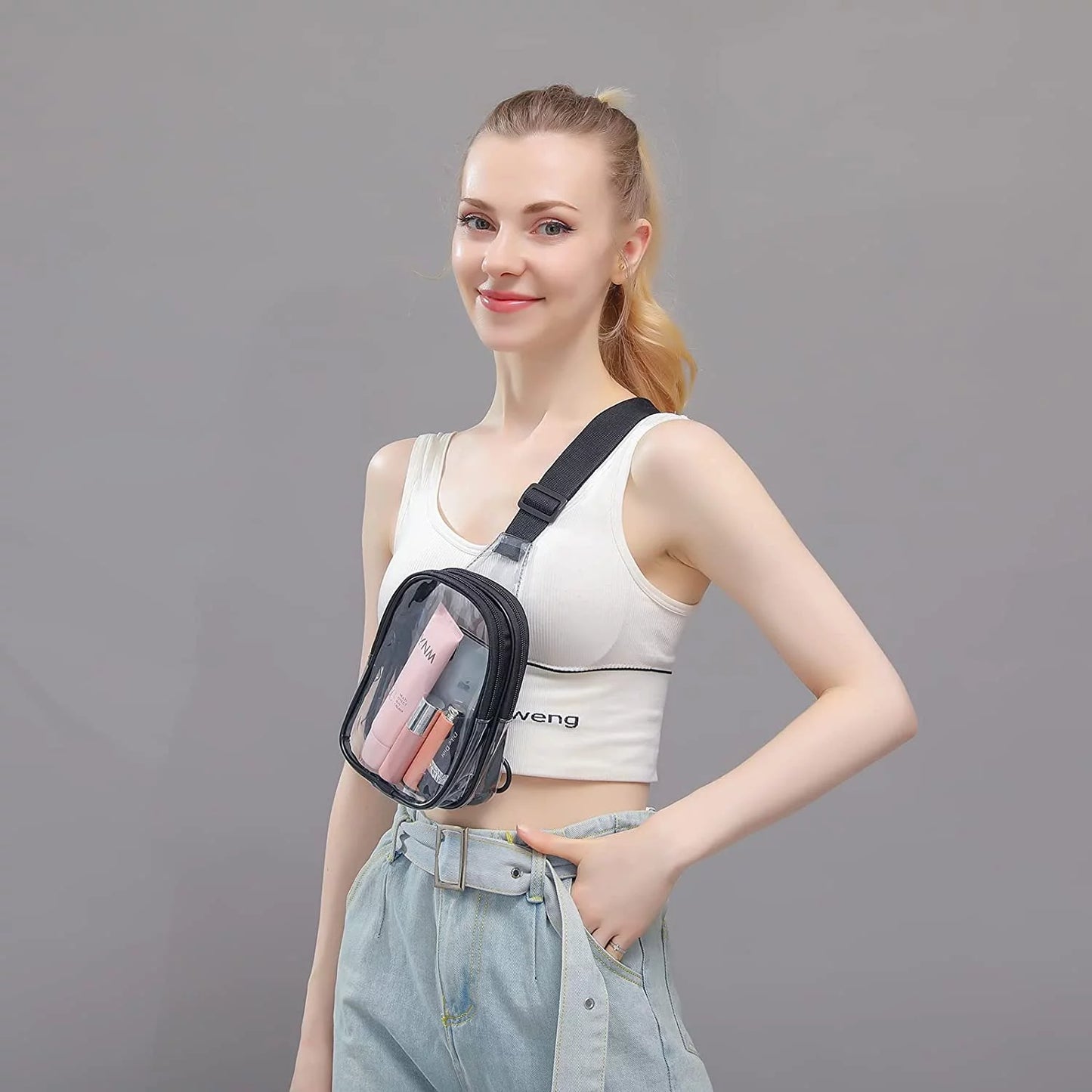 Mini Clear Bag, PVC Waterproof Crossbody Bag, Clear Stadium Bag for Women Men