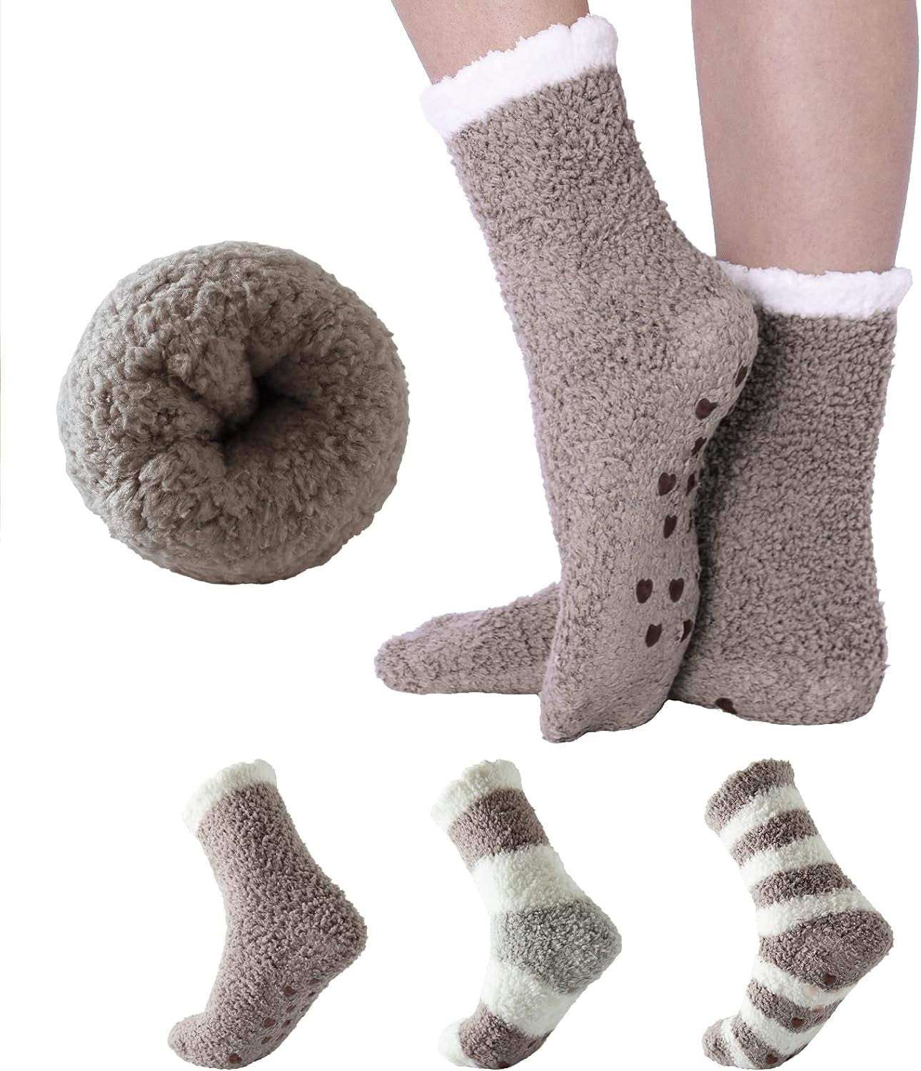 Fuzzy Socks for Women with Grips Plush Fuzzy Socks Sleep Cozy Socks Sleep Socks Winter Soft Fluffy Socks