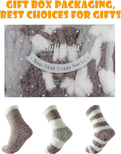 Fuzzy Socks for Women with Grips Plush Fuzzy Socks Sleep Cozy Socks Sleep Socks Winter Soft Fluffy Socks